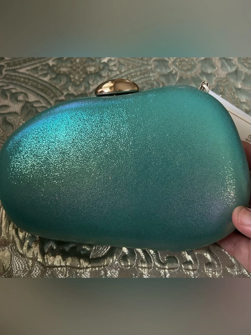 Dolce Vita Teal Hardshell Clutch with Gold Accent